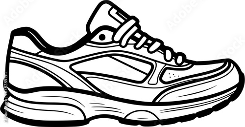 Sports Running Shoes Exercise Vintage Outline Icon In Hand-drawn Style