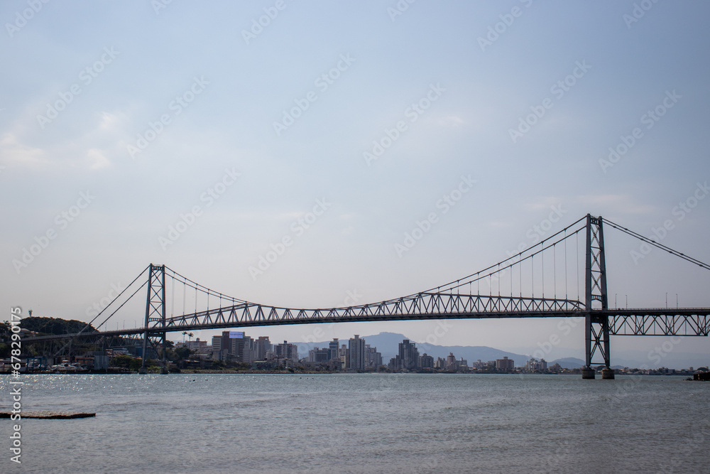 Beautiful Hercílio Luz Bridge, postcard of the city of Florianópolis Santa Catarina Brazil Brasil