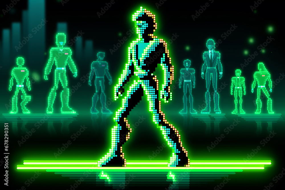 Generative ai pixel art 8 bit retro game character Generative ai pixel art 8 bit retro game character
