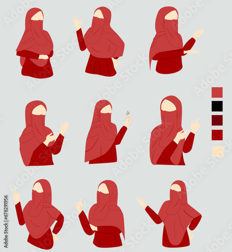 Muslimah in niqab and syari hijab faceless collection. photo