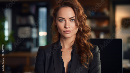 Wallpaper Mural A Thoughtful Portrait Capturing the Strength and Professionalism of a Businesswoman in Her Commanding Office Space Torontodigital.ca