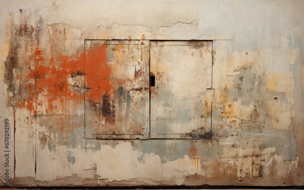 Fototapeta premium Old wooden door with iron wall.