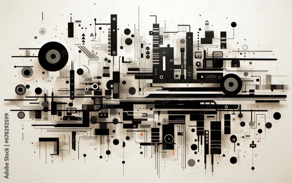 Obraz premium Abstract background with black and white cirlce art wallpaper.