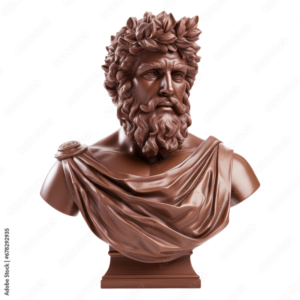 Chocolate greek statue on isolated background