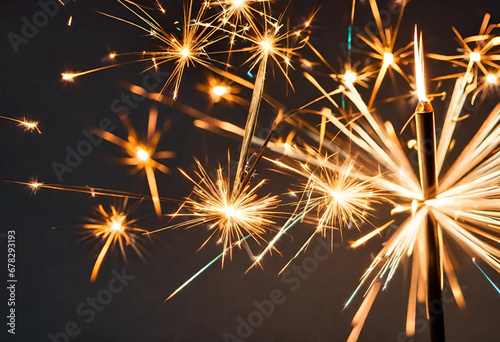 sparklers for new year celebration in minimal style