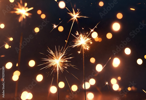 sparklers for new year celebration in minimal style