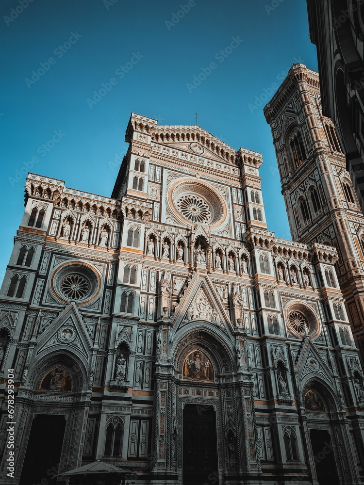 Vertical closeup of the Duomo Cathedral in Florence, Italy