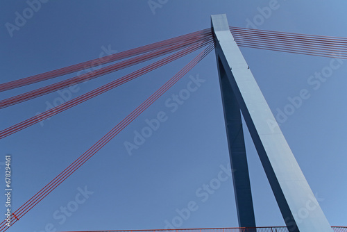 Fototapeta Naklejka Na Ścianę i Meble -  Bridge, cable construction of the Rhine bridge near Speyer, transport route in Germany