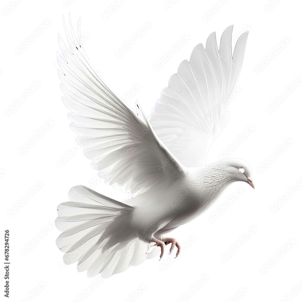 Fototapeta premium white pigeon flying , isolated on transparent background cutout