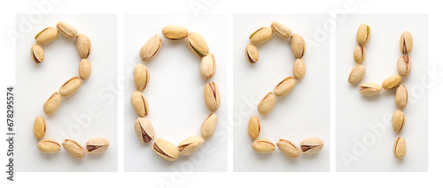 2024, new year, numbers made from pistachio nuts © ola_pisarenko