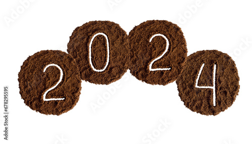 2024, new year, numbers from ground coffee © ola_pisarenko