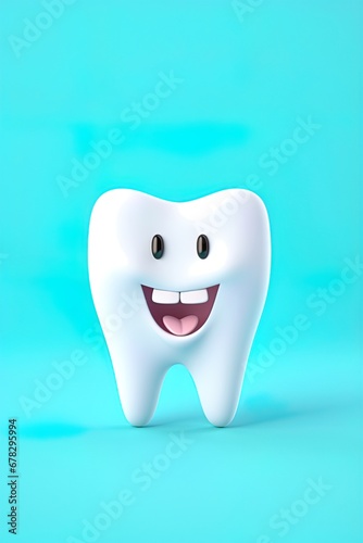 Tooth with smiling face. Ai generative