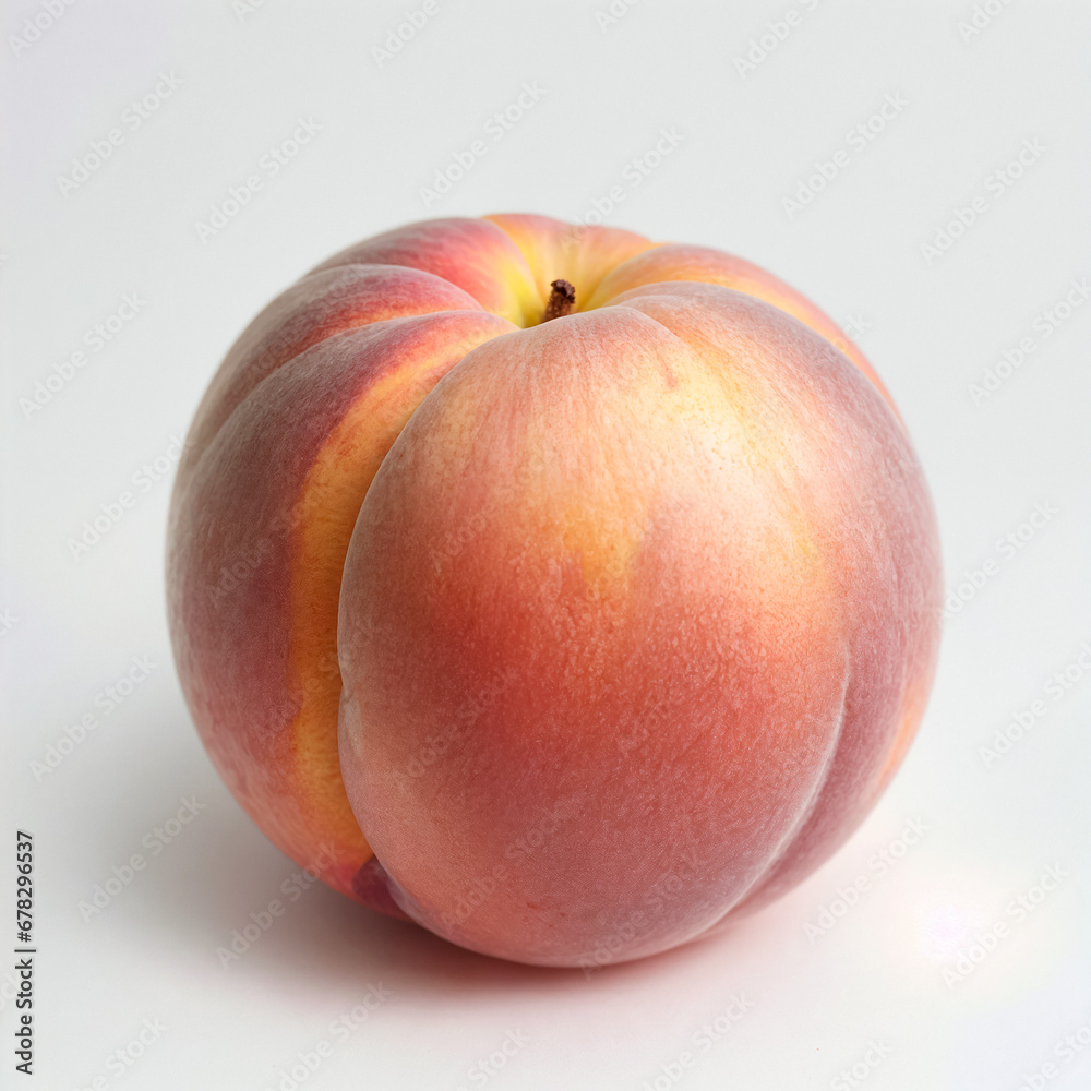 Peach close-up on a white background. Generative AI Peach close-up on a white background. Generative AI