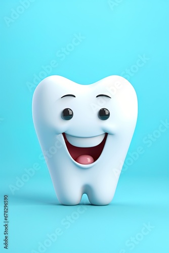 Tooth with smiling face. Ai generative