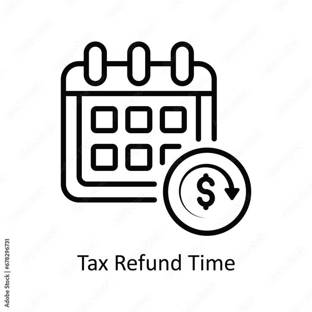 Tax Refund Time  vector outline Icon Design illustration. Business And Management Symbol on White background EPS 10 File