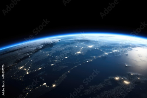 Earth from space  A captivating view of the blue planet in the cosmic expanse  blending nature and technology.