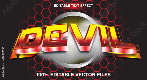 Devil text effect 3d style with abstract background editable