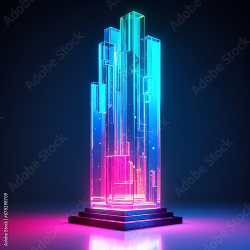 a glass structure with colorful lights