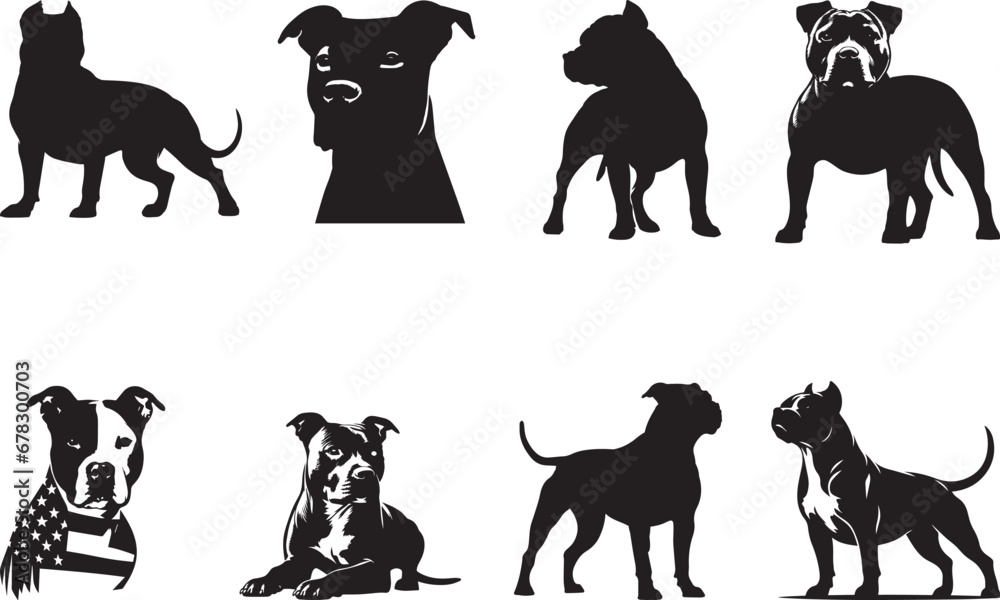 American Pit Bull Terrier Vector File Silhouettes EPS American Pit Bull Terrier Vector American Pit Bull Terrier  Clipart Collection