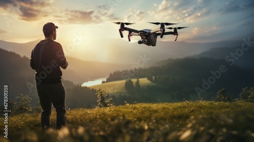 a man flying a drone