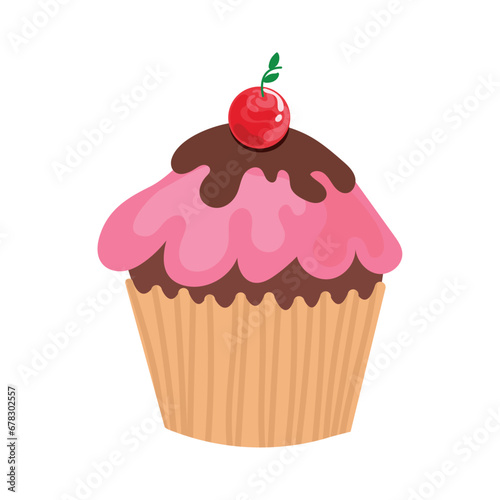 Isolated colored cupcake sketch icon Vector
