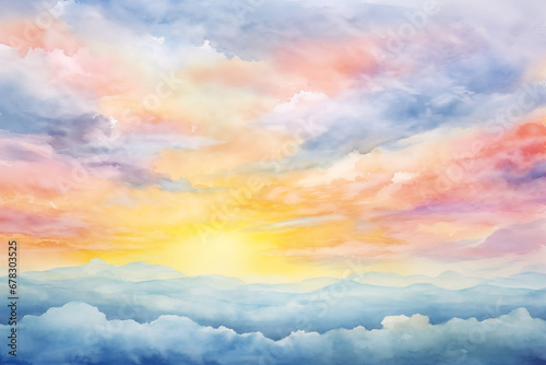 Serene Abstract Watercolor Landscape: Smoothly Blended Hues with Subtle Contours for Peaceful Background Imagery © Vasilina FC
