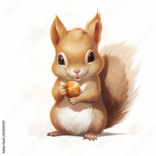 a squirrel holding an object