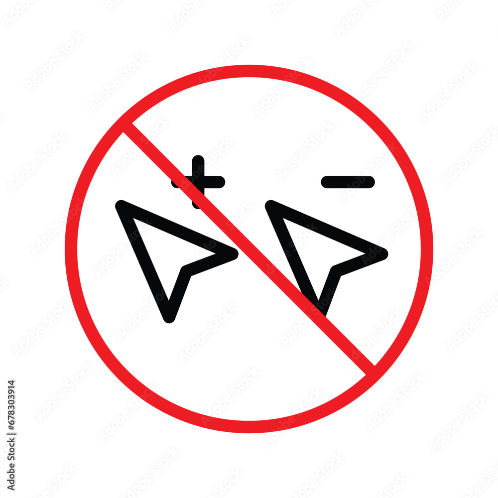 Forbidden cursor icon. Prohibited arrow vector icon. No cursor symbol pictogram. Warning, caution, attention, restriction, danger, ban, label flat sign design. UX UI Forbidden cursor icon. Prohibited arrow vector icon. No cursor symbol pictogram. Warning, caution, attention, restriction, danger, ban, label flat sign design. UX UI