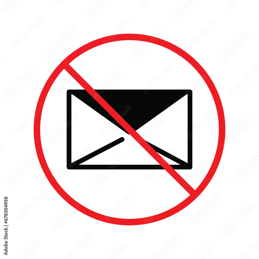 No envelope icon. Forbidden mailing icon. No email vector sign. Prohibited mailing vector icon. Warning, caution, attention, restriction flat sign design. No letter UX UI icon No envelope icon. Forbidden mailing icon. No email vector sign. Prohibited mailing vector icon. Warning, caution, attention, restriction flat sign design. No letter UX UI icon