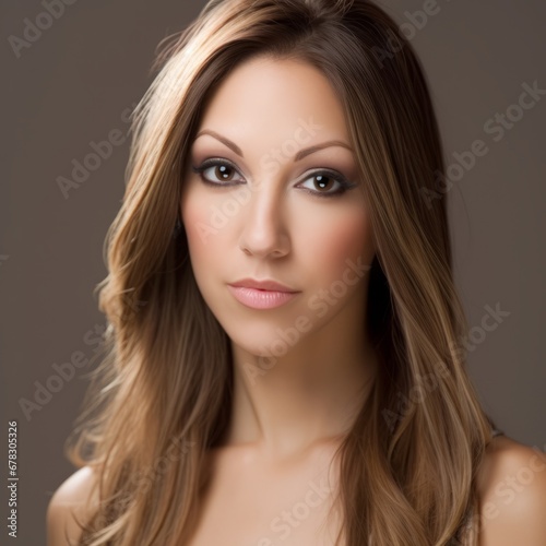 a woman with long hair and makeup