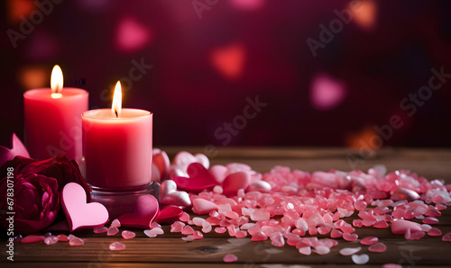 Love banner for Valentines day - Hearts and candles design