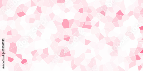 Baby pink Broken quartz stained Glass Background with white outlines. Voronoi diagram background. Seamless pattern vector Vintage background. Geometric Retro tiles pattern	