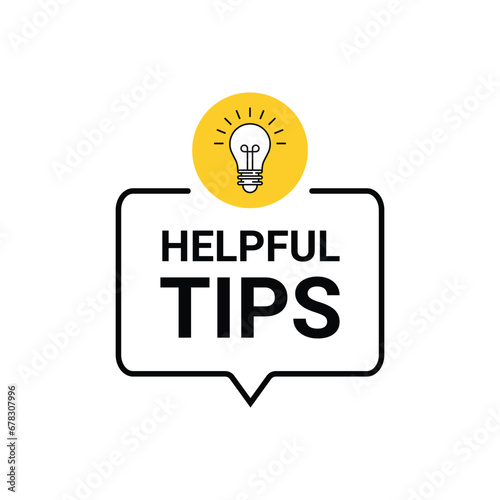Quick tips geometric message bubble with light bulb emblem. Banner design for business and advertising. Vector illustration.