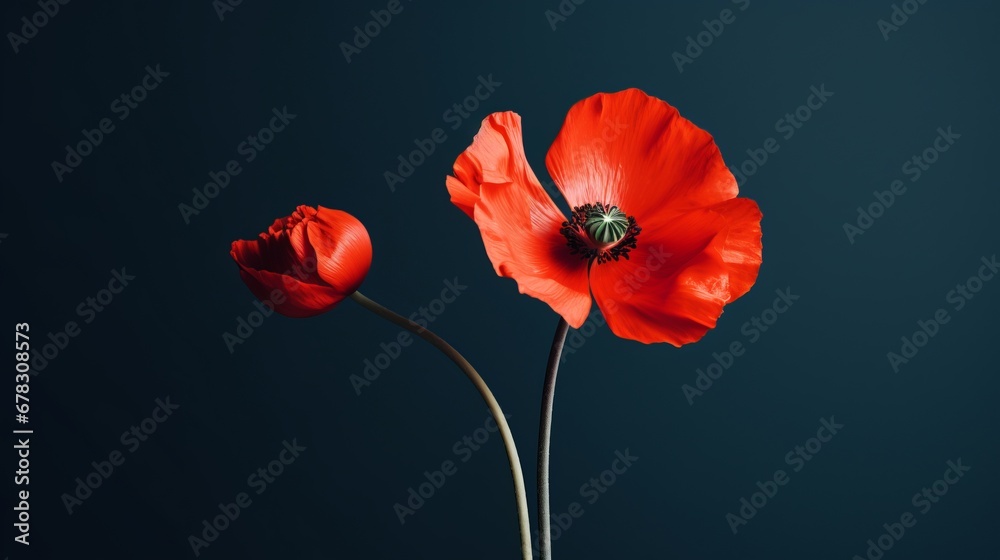 Obraz premium Poppy flowers in the studio. Concept of minimalism and elegance