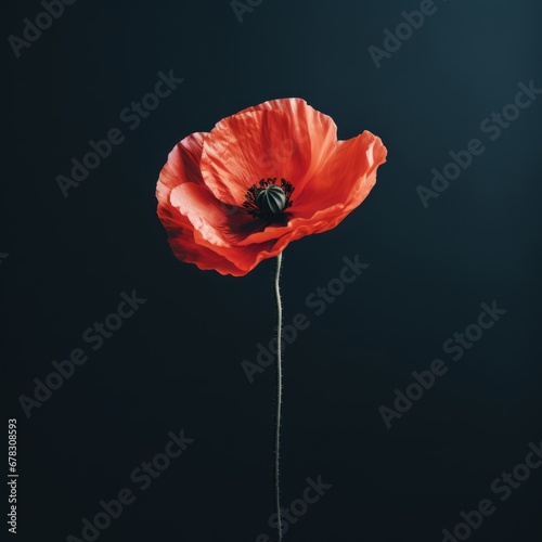Poppy flowers in the studio. Concept of minimalism and elegance