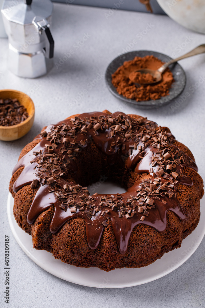 Chocolate bundt cake with chocolate ganache icing Chocolate bundt cake with chocolate ganache icing