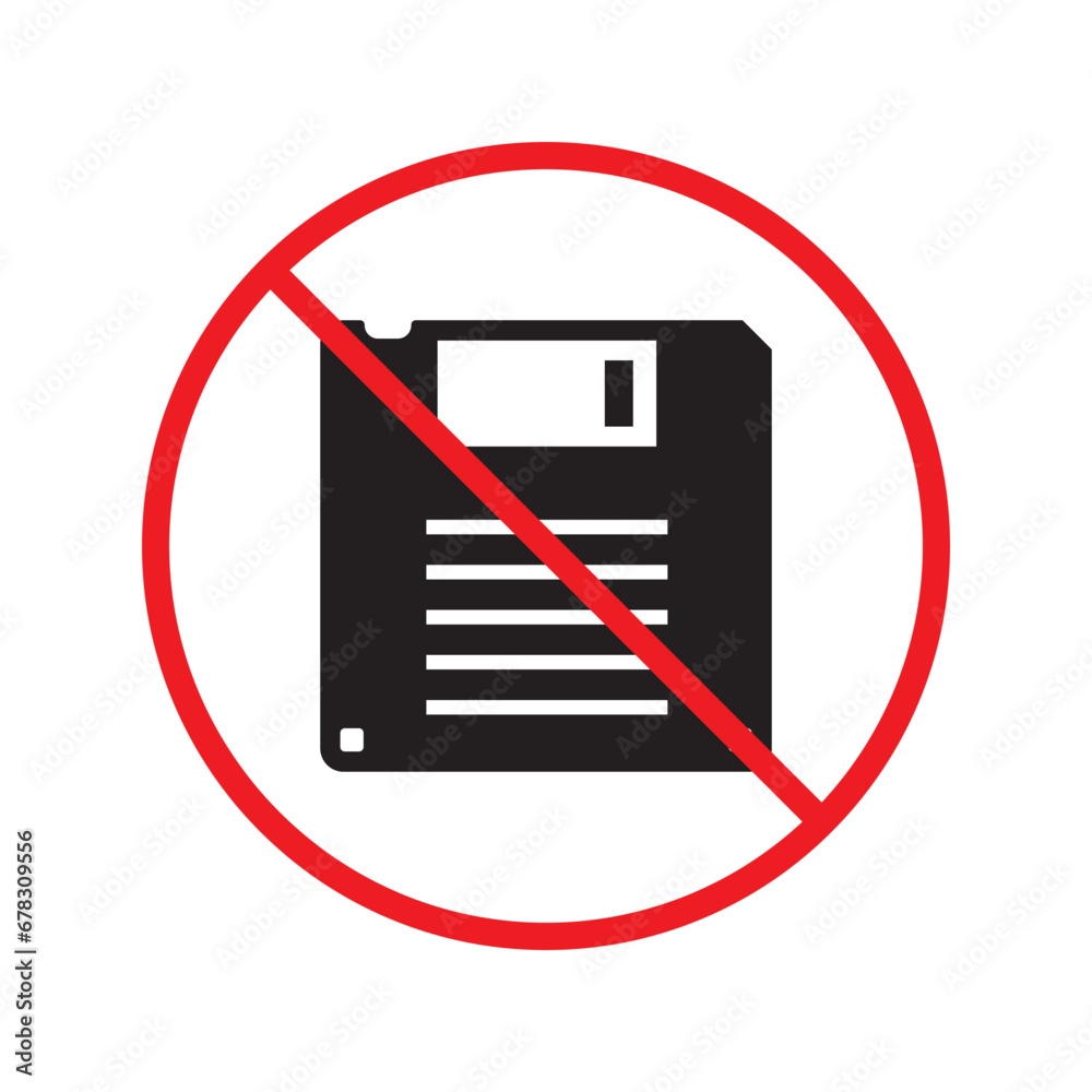 Forbidden floppy disk icon. No floppy disk vector sign. Prohibited disc icon. Warning, caution, attention, restriction. No floppy disk icon. Diskette flat symbol pictogram UX UI Forbidden floppy disk icon. No floppy disk vector sign. Prohibited disc icon. Warning, caution, attention, restriction. No floppy disk icon. Diskette flat symbol pictogram UX UI