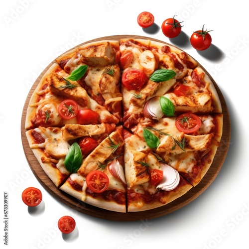 Pizza w Chicken Fillet Slices Tomatoes