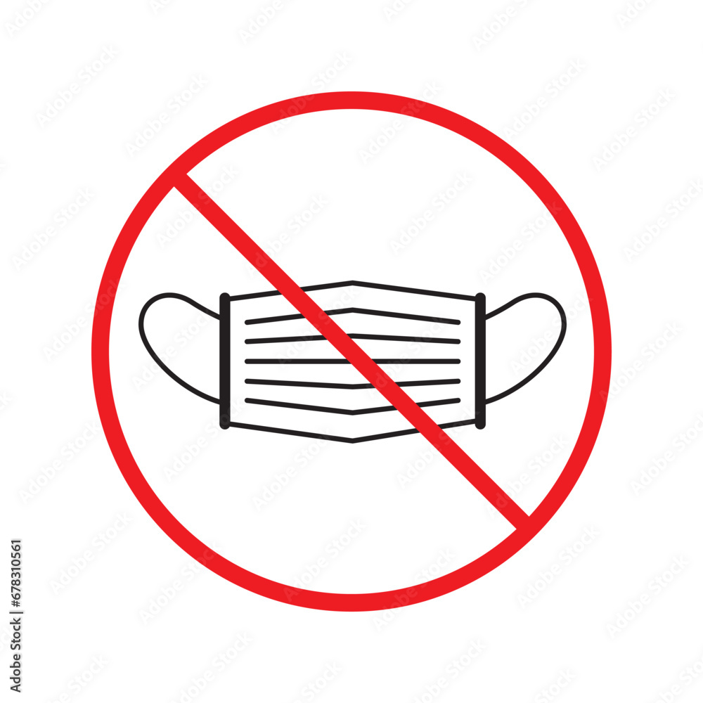 Forbidden flu mask icon. No medical mask vector sign. Prohibited Warning restriction. No flu mask caution icon. Doctor mask flat symbol pictogram UX UI. Caution danger attention ban label Forbidden flu mask icon. No medical mask vector sign. Prohibited Warning restriction. No flu mask caution icon. Doctor mask flat symbol pictogram UX UI. Caution danger attention ban label