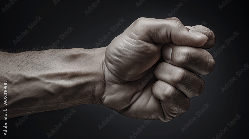 Clenched fist showing strength and determination.