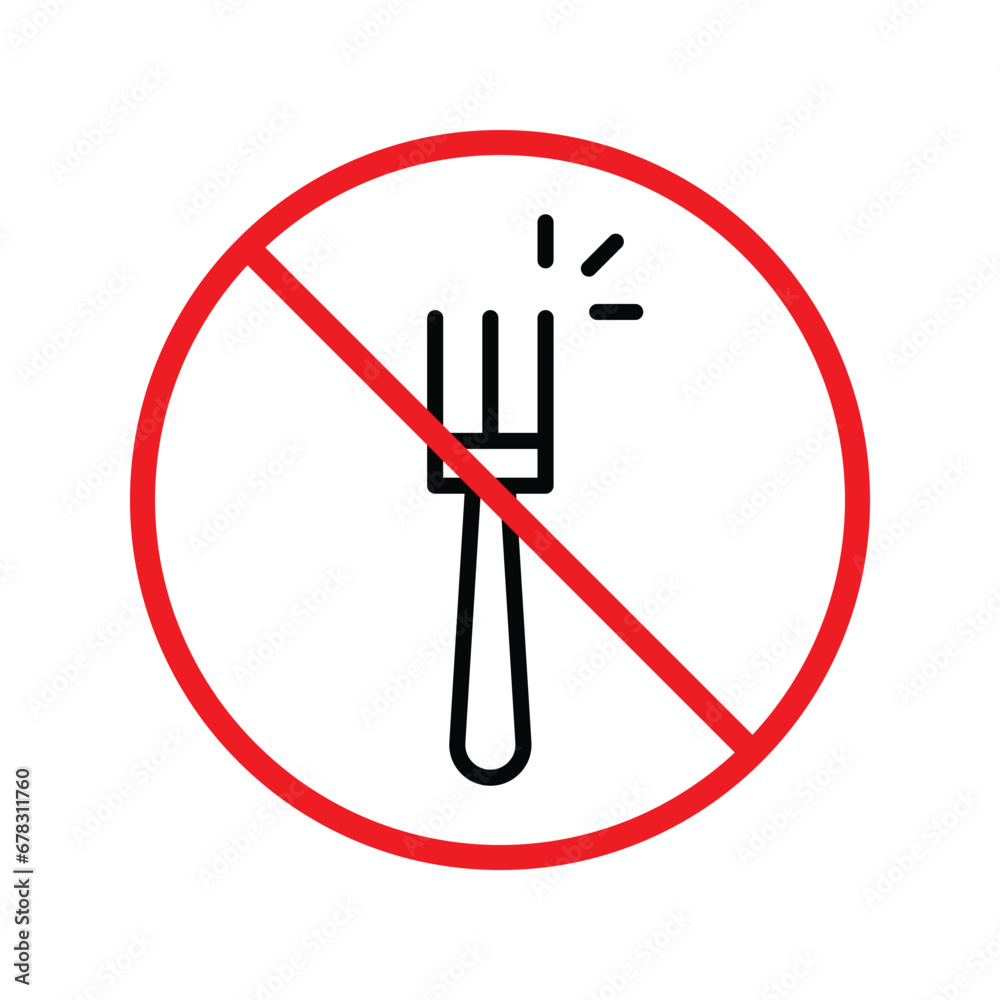 Forbidden Prohibited Warning, caution, attention, restriction label danger, ban. Do not use Fork vector icon. Fork flat sign design. Fork symbol pictogram UX UI Forbidden Prohibited Warning, caution, attention, restriction label danger, ban. Do not use Fork vector icon. Fork flat sign design. Fork symbol pictogram UX UI