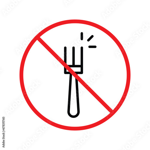 Forbidden Prohibited Warning, caution, attention, restriction label danger, ban. Do not use Fork vector icon. Fork flat sign design. Fork symbol pictogram UX UI