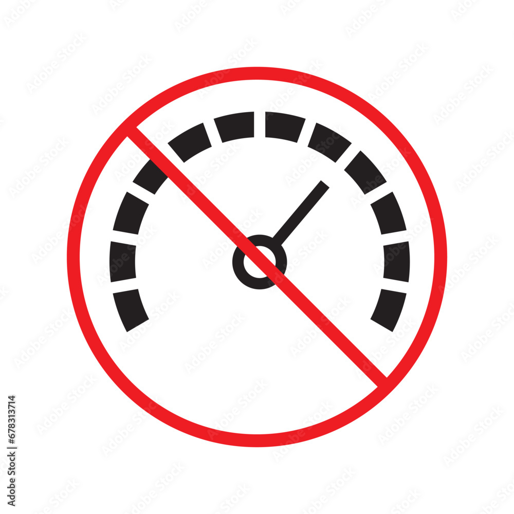 Forbidden Prohibited Warning, caution, attention, restriction label danger. Vector meter flat icon. Gauge vector icon. Do not use Speedometer measurement sign. Gauge symbol pictogram UX UI Forbidden Prohibited Warning, caution, attention, restriction label danger. Vector meter flat icon. Gauge vector icon. Do not use Speedometer measurement sign. Gauge symbol pictogram UX UI