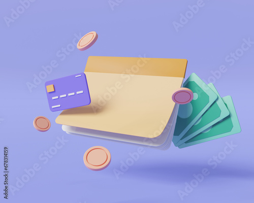 Fotografie Bank account book with money and credit card