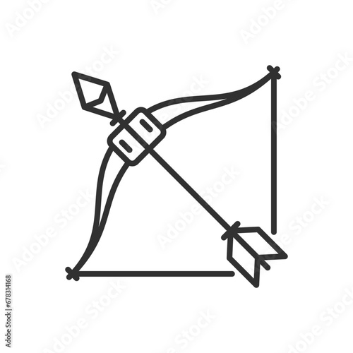 Bow with arrow  linear icon. Line with editable stroke