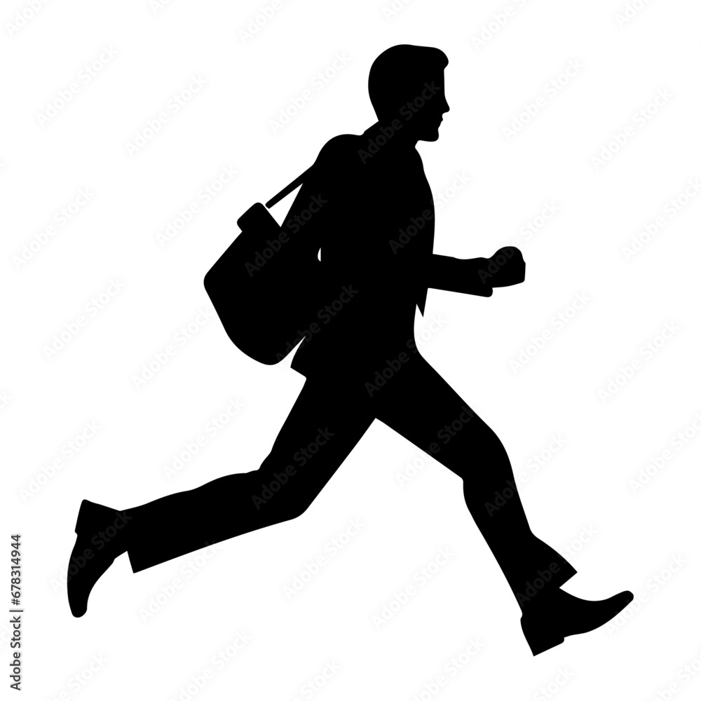 Business man run vector silhouette, a business man running silhouette Business man run vector silhouette, a business man running silhouette