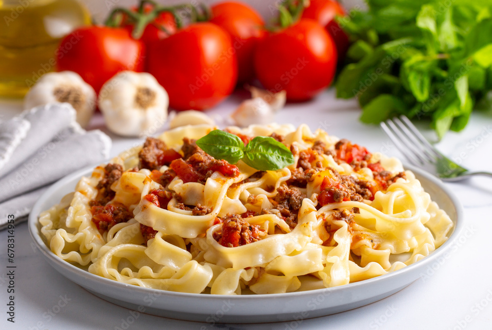 Mafalde or Mafalda or Mafaldine Pasta Bolognese Mafalde or Mafalda or Mafaldine Pasta Bolognese