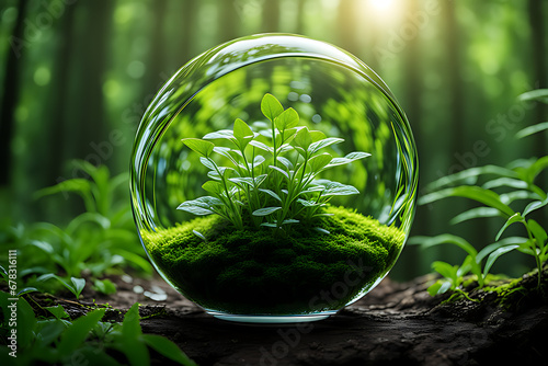 green plant in a sphere