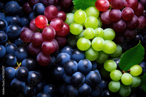 Background of red, green and blue grapes photo
