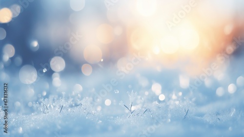 Realistic Photo of Snow Blurred Background 